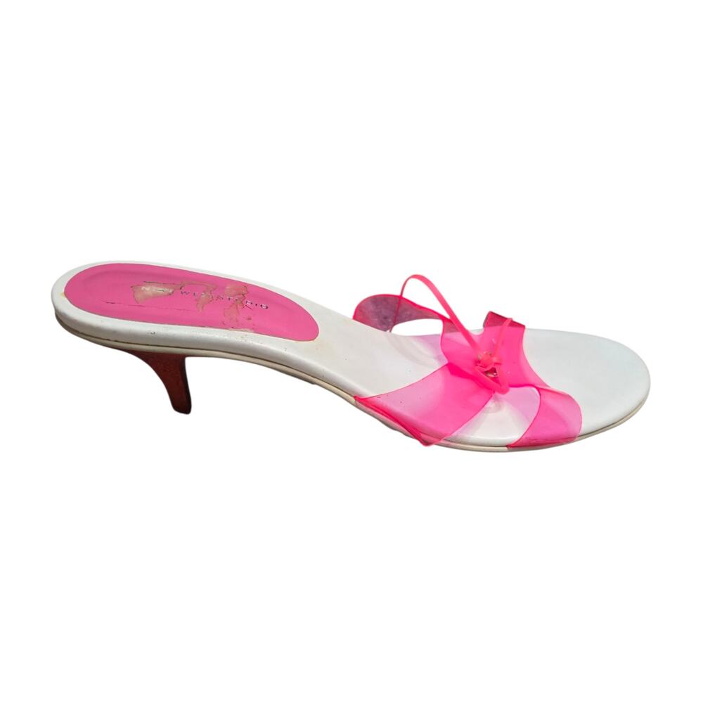 Nine West Studio Y2K Pink Clear Jelly Kitten Heels Sandals Size 39 Italy
